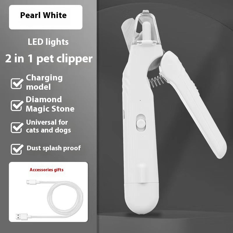 2-in-1 Pet Nail Clipper with LED Light