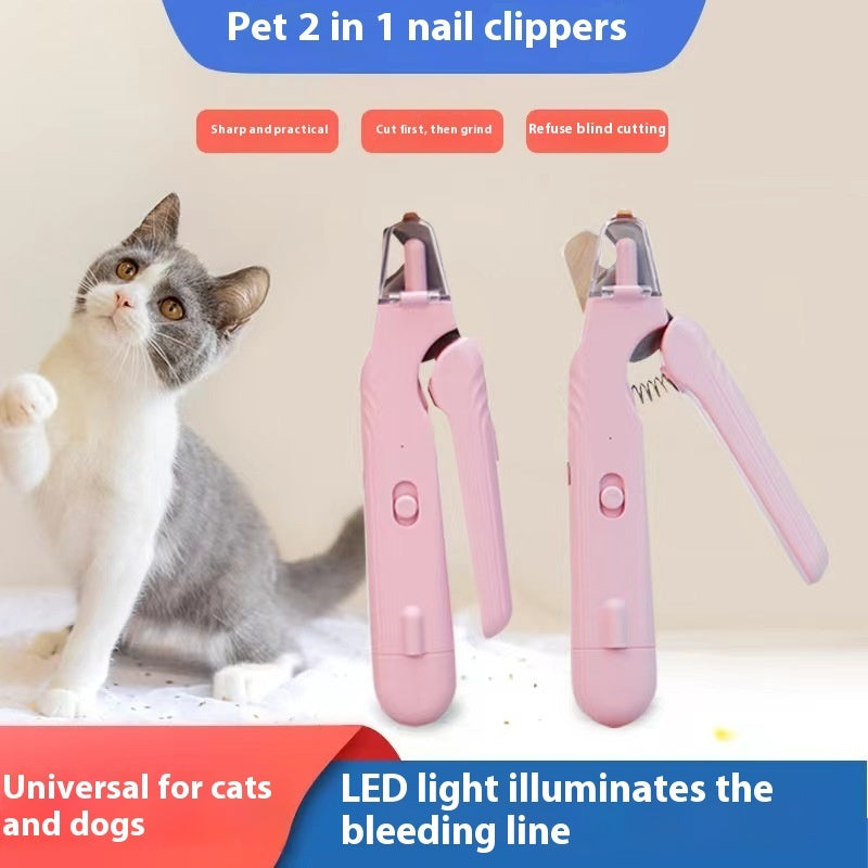 2-in-1 Pet Nail Clipper with LED Light