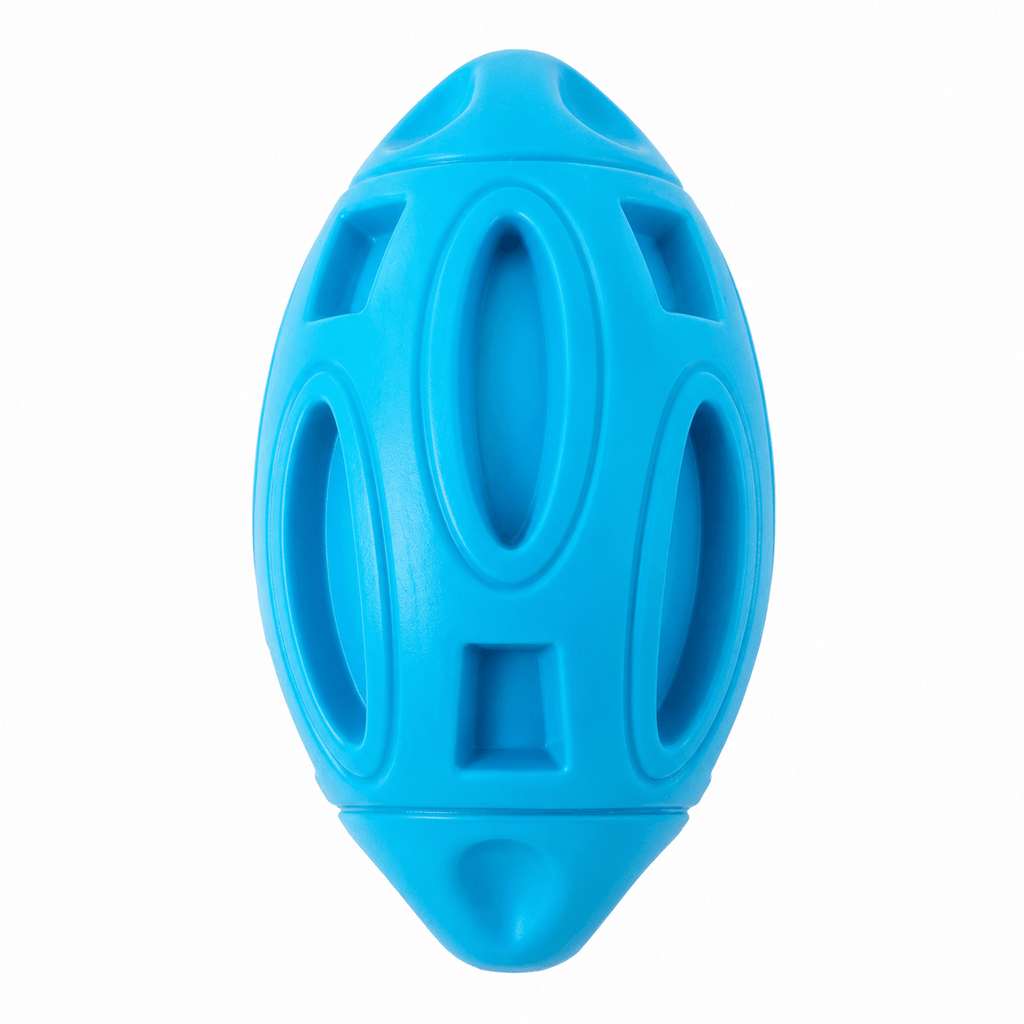 Rubber Rugby Dog Toy – Interactive Squeaky Chew Ball