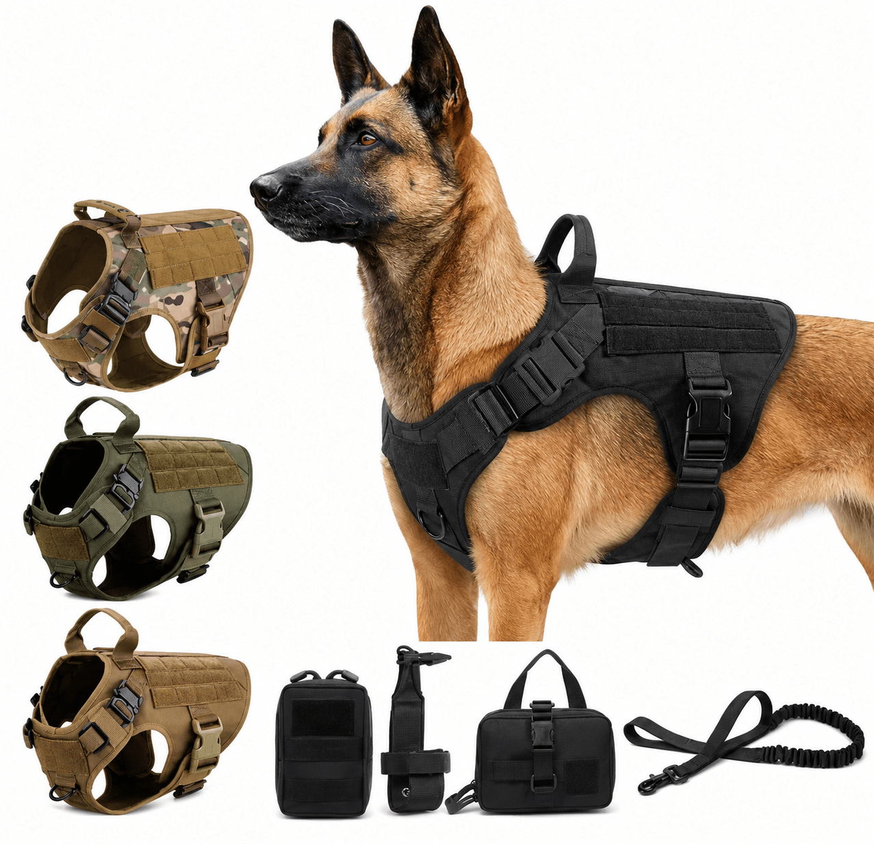 Tactical Dog Harness & Leash Set – Adjustable Camouflage Vest