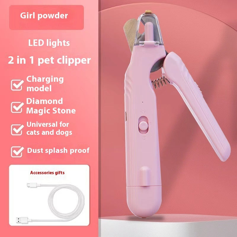 2-in-1 Pet Nail Clipper with LED Light